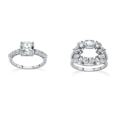 DiamonArt® Womens 4 3/4 CT. T.W. White Cubic Zirconia Platinum Over Silver Square Bridal Set