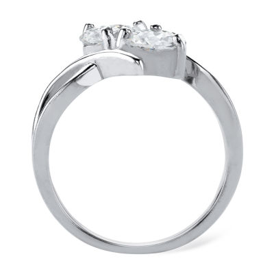 DiamonArt® Womens 2 CT. T.W. White Cubic Zirconia Sterling Silver Round Cocktail Ring