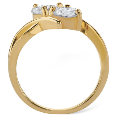 DiamonArt® Womens 2 CT. T.W. White Cubic Zirconia 14K Gold Over Silver Round Cocktail Ring