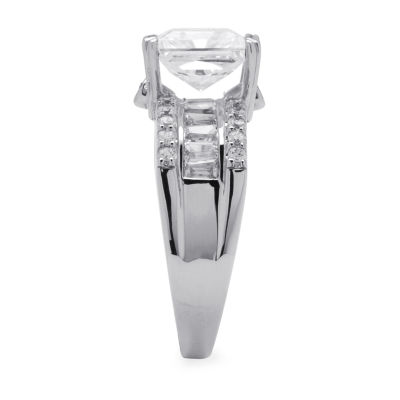 DiamonArt® Womens 3 1/2 CT. T.W White Cubic Zirconia Platinum Over Silver Square Engagement Ring