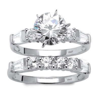 DiamonArt® Womens 3 1/2 CT. T.W White Cubic Zirconia 10K White Gold Bridal Set