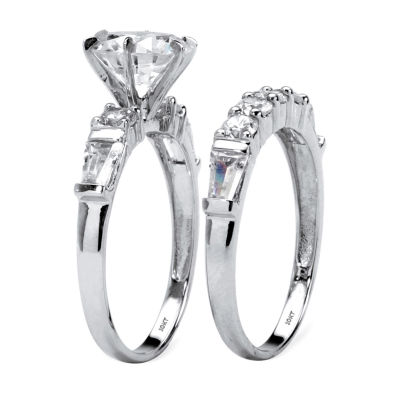 DiamonArt® Womens 3 1/2 CT. T.W White Cubic Zirconia 10K White Gold Bridal Set