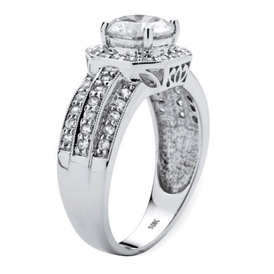 DiamonArt® Womens 2 1/4 CT. T.W. White Cubic Zirconia 10K White Gold Engagement Ring