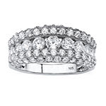 DiamonArt® Womens 1 1/4 CT. T.W. White Cubic Zirconia Platinum Over Silver Round Engagement Ring