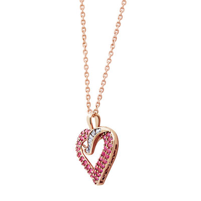 Womens 1 1/2 CT. T.W. Multi Color Cubic Zirconia 14K Rose Gold Over Silver Heart Pendant Necklaces