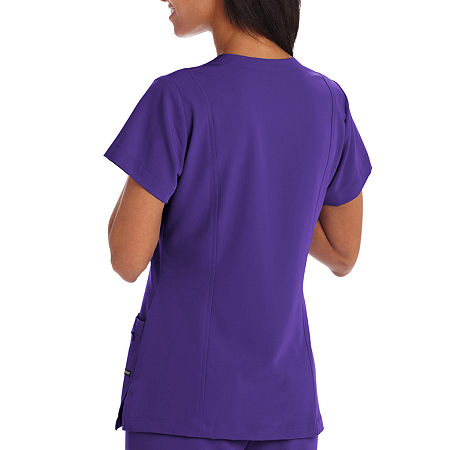 Jockey 2306 Womens V Neck Stretch Fabric Short Sleeve Scrub Top, Small, Purple