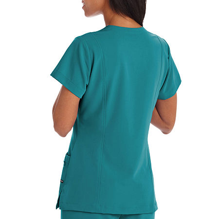 Jockey 2306 Womens V Neck Stretch Fabric Short Sleeve Scrub Top, Medium, Blue