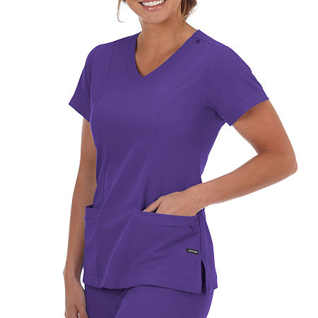 Jockey 2306 Womens V Neck Stretch Fabric Short Sleeve Scrub Top, Small, Purple