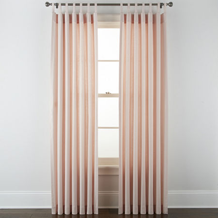 Linden Street Naturals 3-Ways To Hang Light-Filtering Rod Pocket Back Tab Single Curtain Panel, One Size , Pink