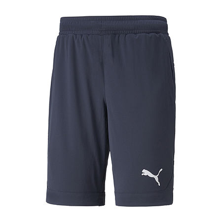 PUMA Rtg Mens Mid Rise Moisture Wicking Workout Shorts, Small, Blue