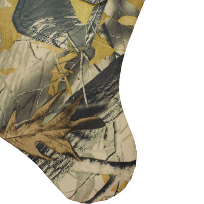 21.5'' Tree Print Camouflage with Pocket and White Cuff Christmas Stocking