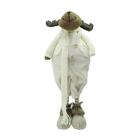 26'' White and Brown Standing Boy Moose Christmas Tabletop Figure, One Size, Brown