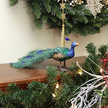12 Inch Peacock Christmas Ornament Glitter Bird Clip Christmas Ornament  Peacock Turquoise Peacock Christmas-3