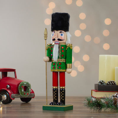 14'' Green and Red Christmas Nutcracker Soldier with Spear