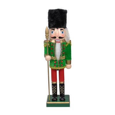 14'' Green and Red Christmas Nutcracker Soldier with Spear