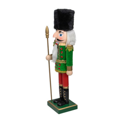 14'' Green and Red Christmas Nutcracker Soldier with Spear