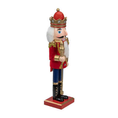 14'' Red and Gold Traditional Christmas Nutcracker King with Scepter Tabletop Figurine