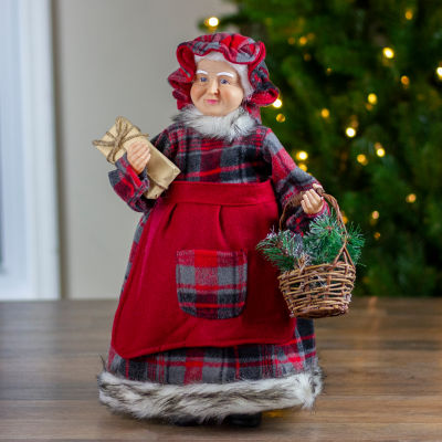 16'' Country Mrs Claus with Basket and Gift Christmas Figure