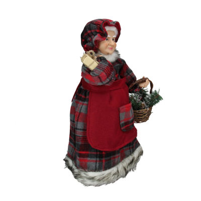 16'' Country Mrs Claus with Basket and Gift Christmas Figure