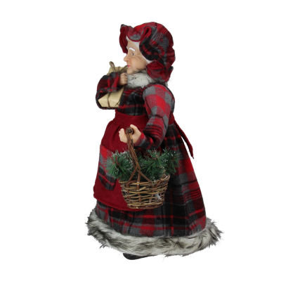 16'' Country Mrs Claus with Basket and Gift Christmas Figure