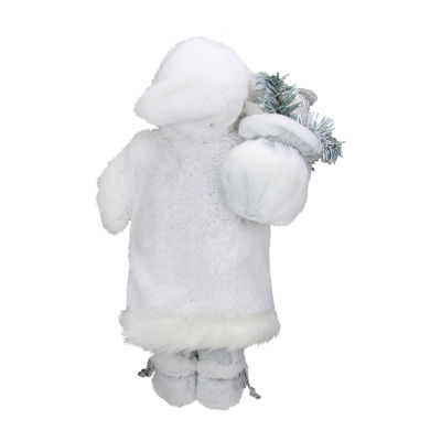 16'' White Frost Standing Santa Claus Christmas Figurine with Lantern