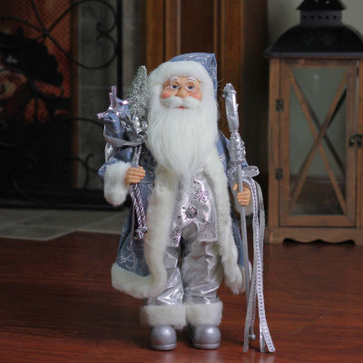 16'' Ice Palace Santa Claus with Staff and Bag Christmas Figure