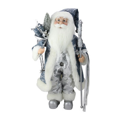 16'' Ice Palace Santa Claus with Staff and Bag Christmas Figure