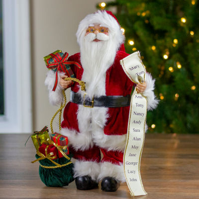 16'' Red Traditional Standing Santa Claus Christmas Figure with Naughty or Nice List