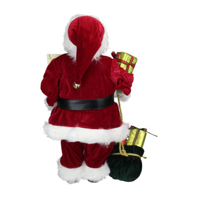 16'' Red Traditional Standing Santa Claus Christmas Figure with Naughty or Nice List