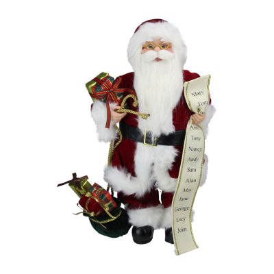 16'' Red Traditional Standing Santa Claus Christmas Figure with Naughty or Nice List