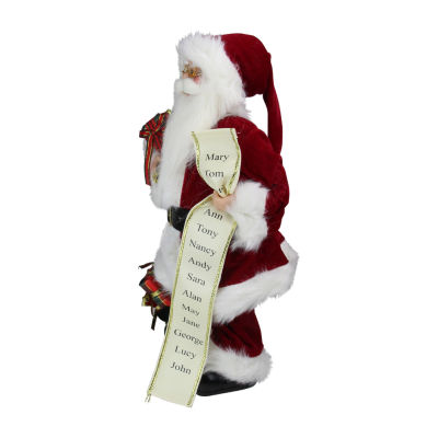 16'' Red Traditional Standing Santa Claus Christmas Figure with Naughty or Nice List