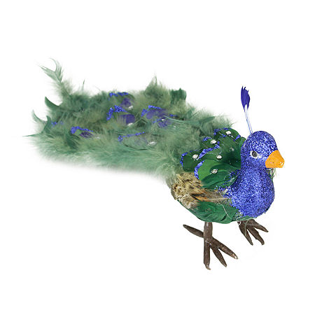 19'' Green And Blue Peacock With Closed Tail Feathers, One Size, Blue