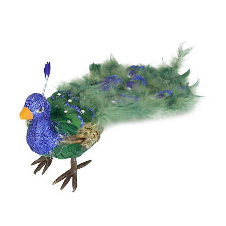 19'' Green And Blue Peacock With Closed Tail Feathers, One Size, Blue