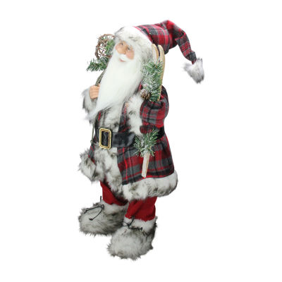 24'' Alpine Santa Claus with Snowshoes and Skis Christmas Figure