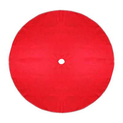 48'' Red and White Shell Reversible Christmas Tree Skirt, Color Red