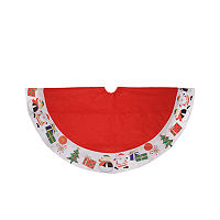 48'' Red with White Border Christmas Day Fun and Surprise Christmas Tree Skirt, One Size, Red