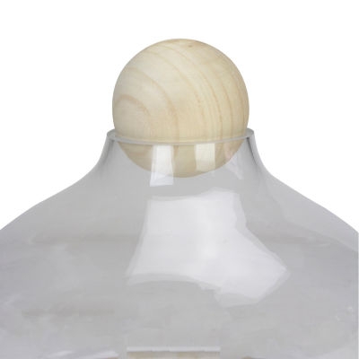 12.5'' Clear Glass Hurricane with Wooden Lid and Base