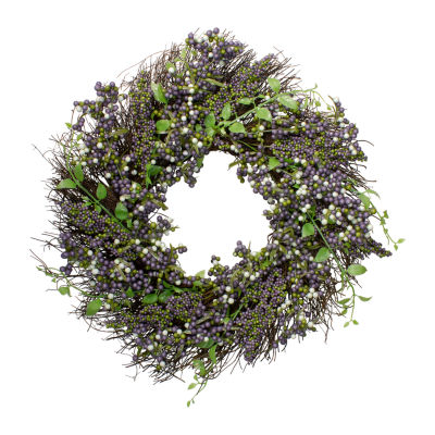 Purple Mini Berry Artificial Thanksgiving Wreath  22-Inch Unlit