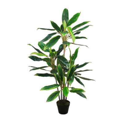 55'' Green and Red Potted Two Tone Dracaena Artificial Plant, Color