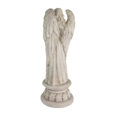 22.5'' Standing Angel with Birdbath Votive Candle Holder Outdoor Garden Statue