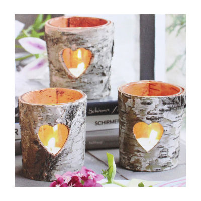 12'' Gray and White LED Lighted Flickering Rustic Birch Candles Canvas Wall Art