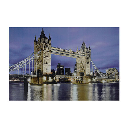 LED Lighted Famous London Bridge Canvas Wall Art 15.75'' X 23.5'', One Size, Blue