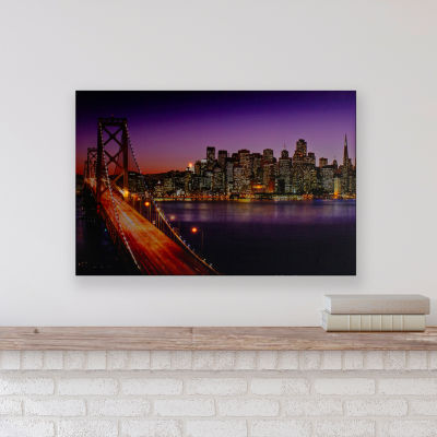 LED Lighted Famous San Francisco Oakland Bay Bridge Canvas Wall Art 23.5"