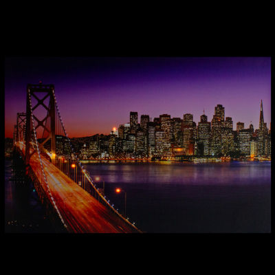 LED Lighted Famous San Francisco Oakland Bay Bridge Canvas Wall Art 23.5"