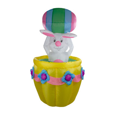 5.5ft Lighted and Animated Inflatable Easter Bunny Basket Outdoor