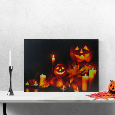 LED Lighted Flickering Heart-Shaped Candles Canvas Wall Art 15.75