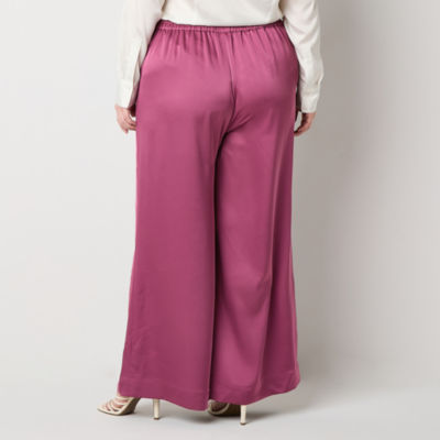 Worthington-Plus Womens Mid Rise Wide Leg Pull-On Pant