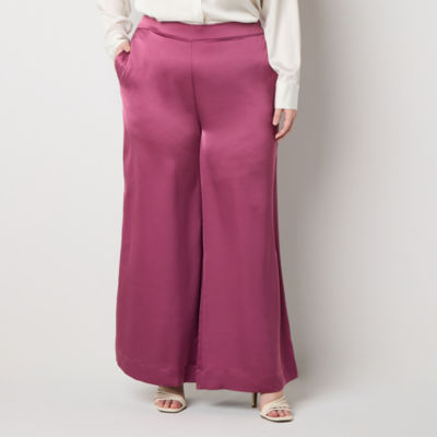 Worthington-Plus Womens Mid Rise Wide Leg Pull-On Pant