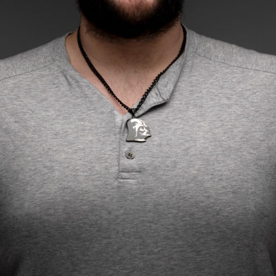 Star Wars® Darth Vader Mens Stainless Steel & Black IP Etched Pendant Necklace
