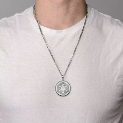 Star Wars® Death Star Symbol Mens Stainless Steel Pendant Necklace